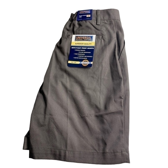 NWT UNIVERSAL SCHOOL UNIFORM GREY BOYS PLEATED FRONT SHORTS SIZE 12 - Picture 5 of 6